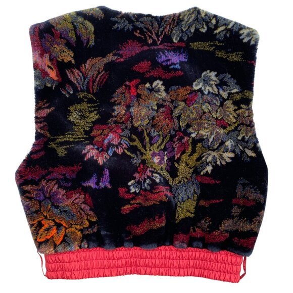 Vintage Fera Faux Fur Vest Whimsigoth Jewel Tone Artsy Ski-Aprés Fairy Grunge-12 - Picture 8 of 14